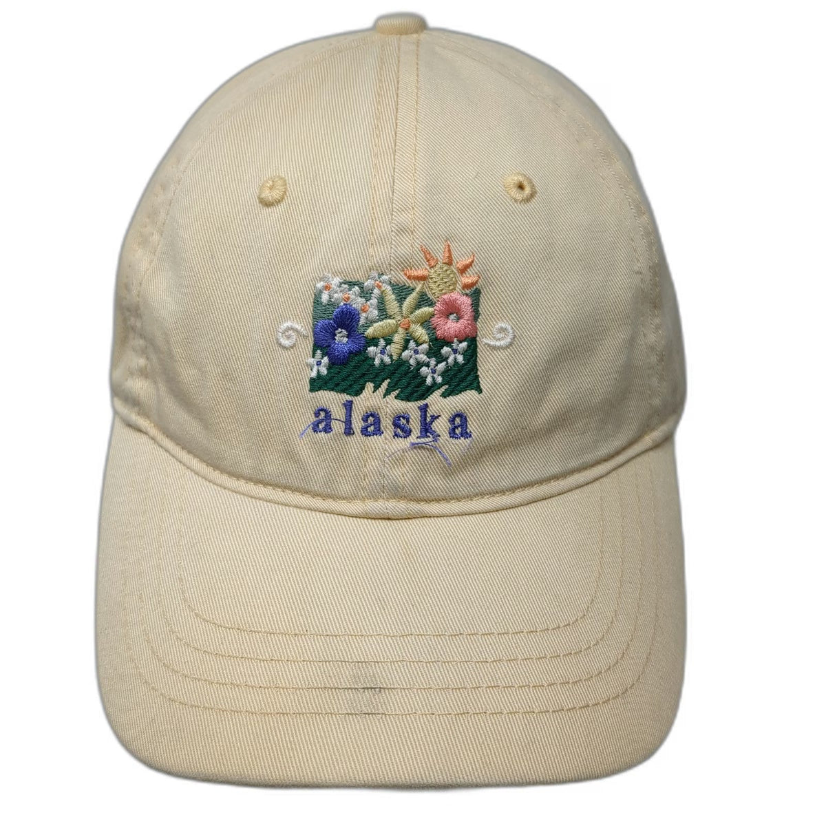 Sutton Sportswear Baseball Cap Yellow One Size Alaska Floral Sun Embroidered Hat