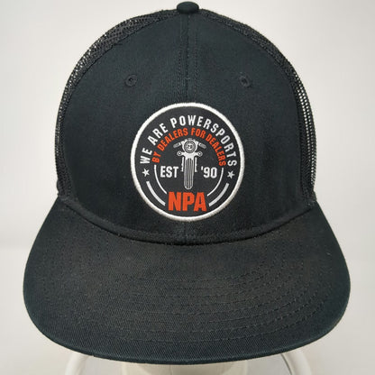 NPA Powersports Auction Black Trucker Hat OSFM Snapback Mesh Motorcycle Patch