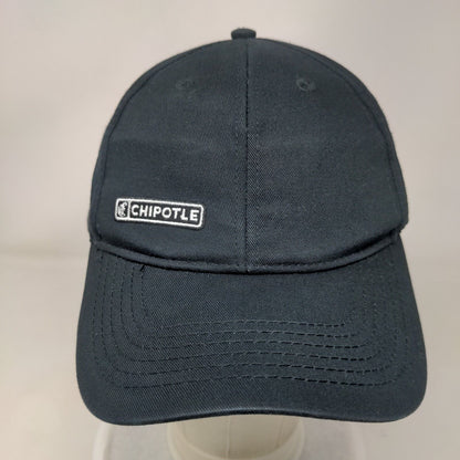 Chipotle Strapback Hat Black OSFM Adjustable Embroidered Solid 6 Panel