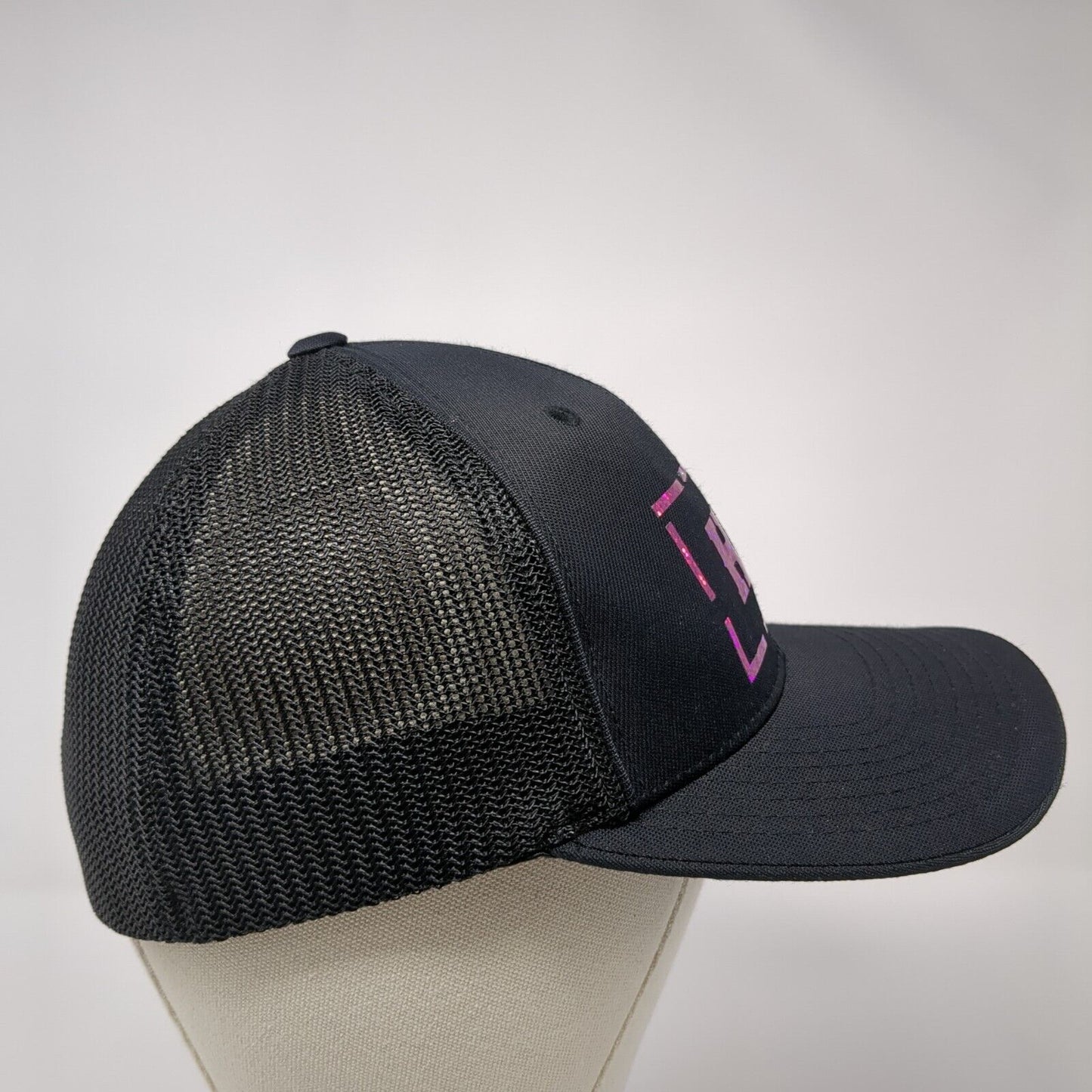 KC Fitted Trucker Hat Black 6 7/8-7 3/8 Pacflex Mesh Back Pacific Headwear