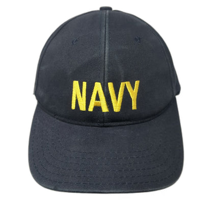 Baseball Cap Blue One Size US Navy Embroidered Made in USA Military Hat Recruit
