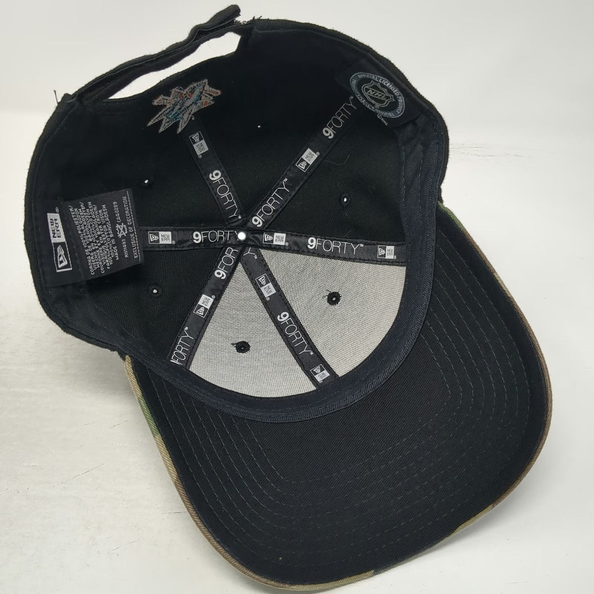 San Jose Sharks NHL New Era Cap Black Green Camo One Size Hat Strapback Logo