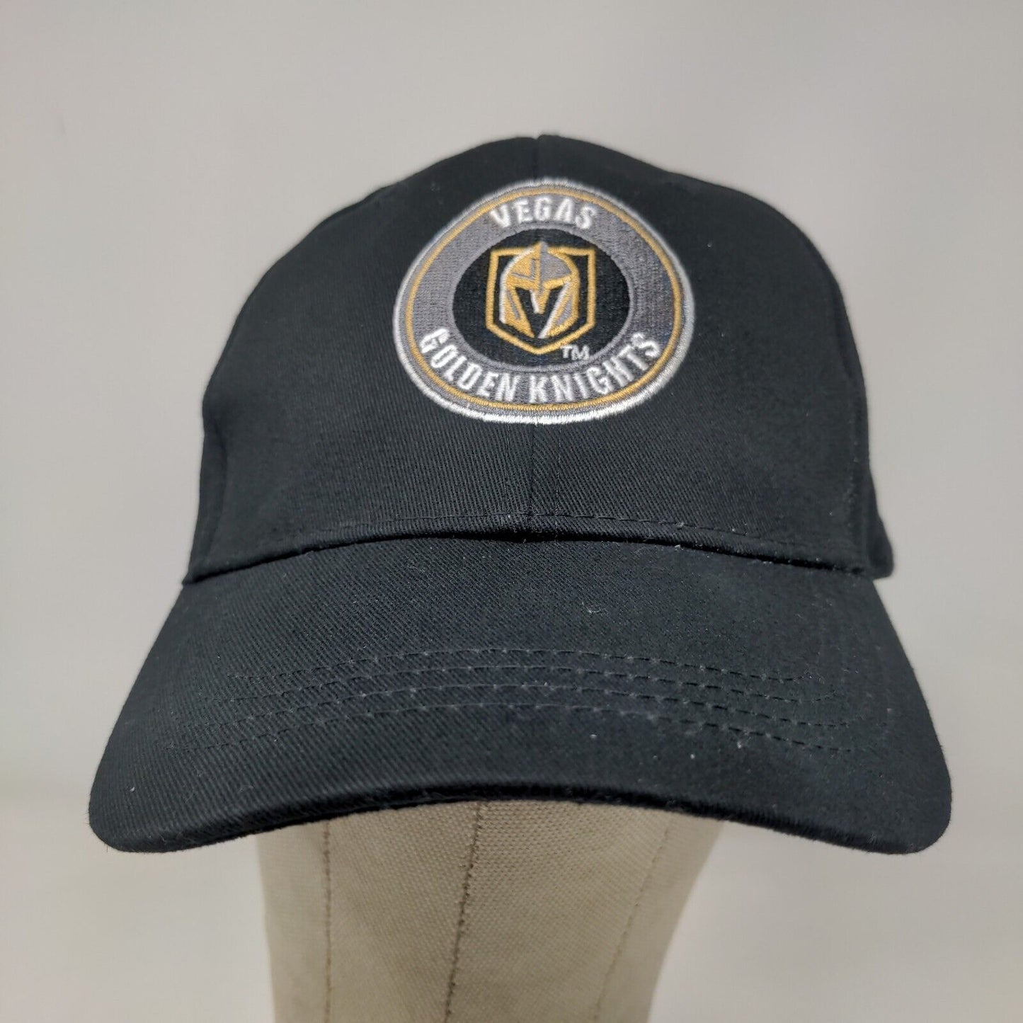 Station Casino's Men's Strapback Hat Black Las Vegas Golden Knights Embroidered