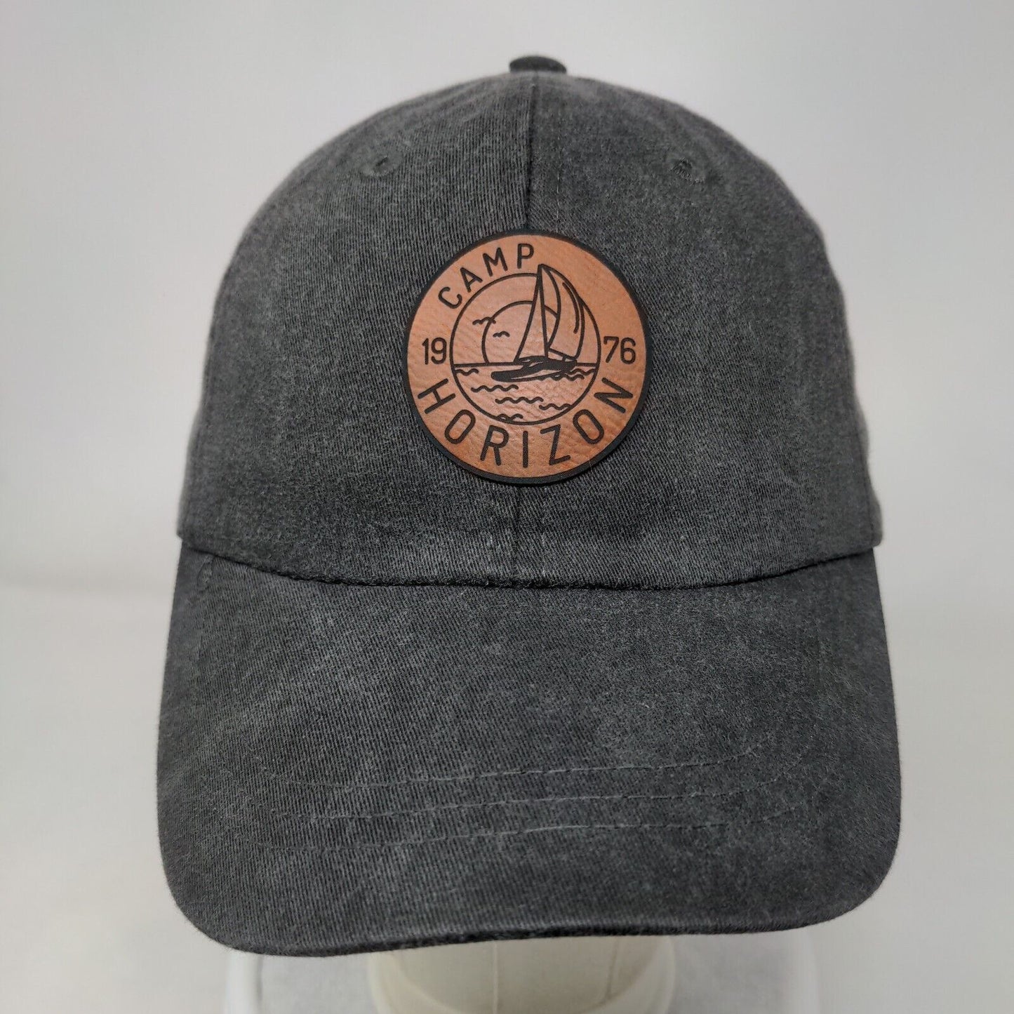 1976 Camp Horizon Slideback Hat Gray One Size Adjustable Patch 6 Panel Adams