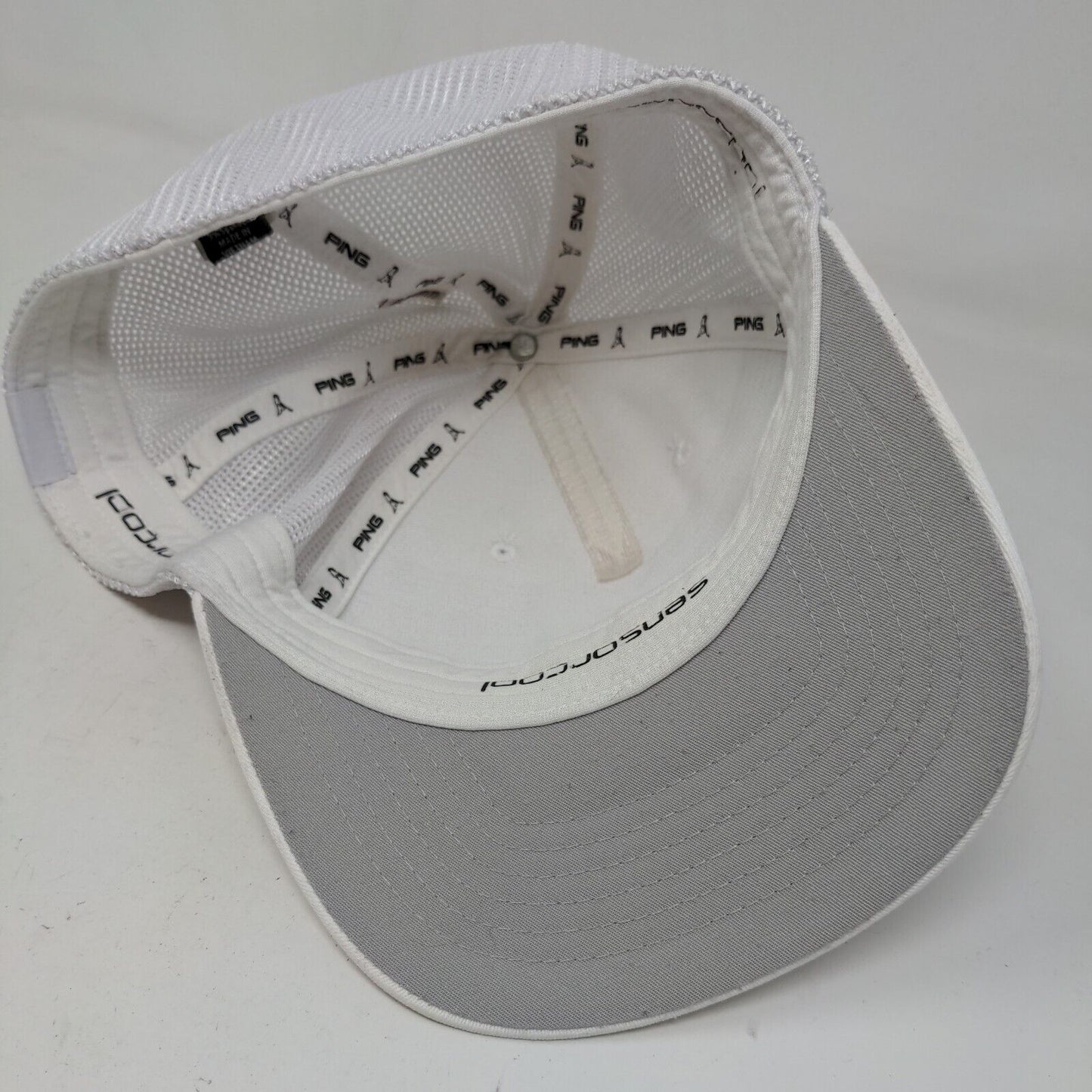 Ping Men's Fitted Mesh Back Trucker Hat White Size L/XL Embroidered Logo