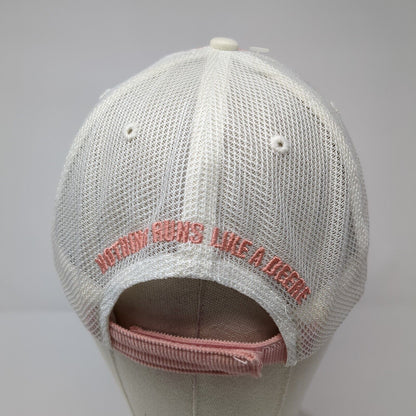 John Deere Strapback Trucker Hat Pink One Size Adjustable Embroidered Mesh Back