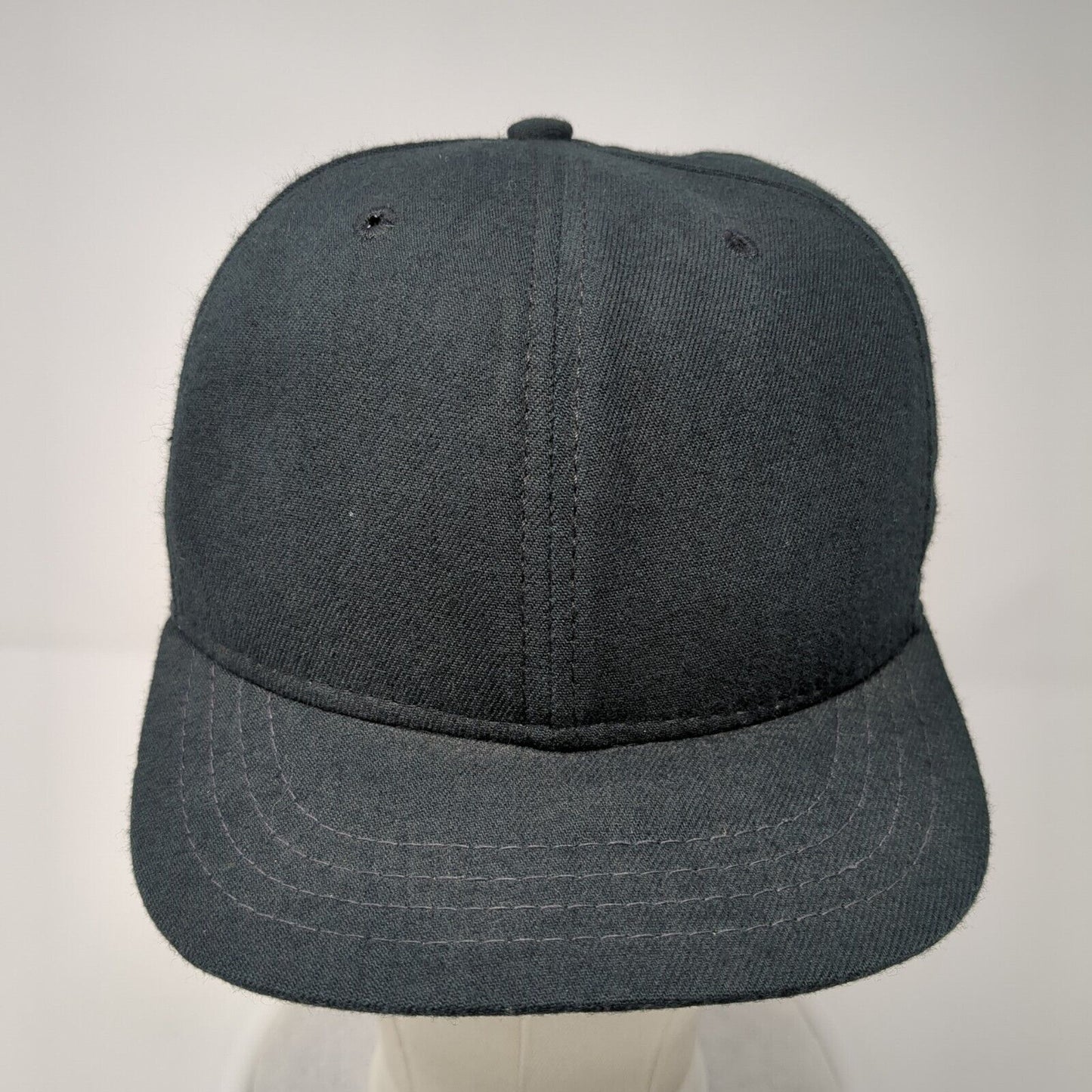 New Era Fitted Hat Black 6 7/8 Solid Blank 6 Panel Vent Holes Outdoor