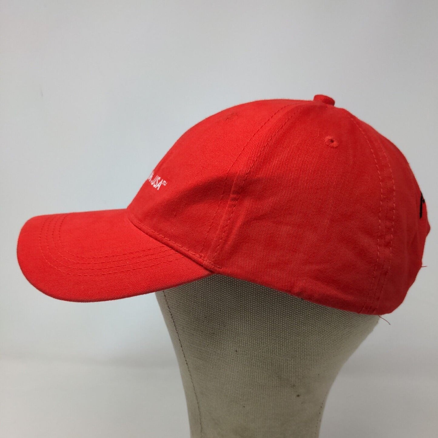 A Team USA TV Men's Strapback Hat Red Embroidered Logo Adjustable