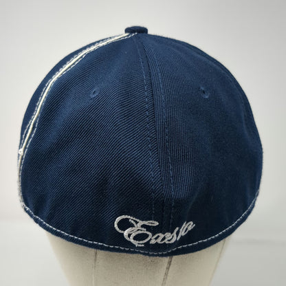 Exsto Baseball Cap Blue 7 1/4 Contrast Stitching Flat Brim Graphic Hat