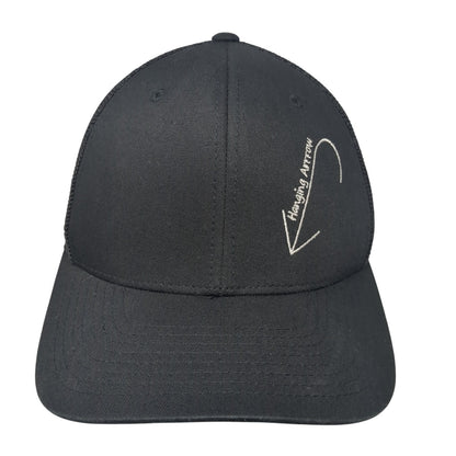 Hanging Arrow Fitted Trucker Hat Black Medium Lightweight 6 Panel Port Authority