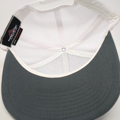 Pacific Headwear Trucker Hat Gray White One Size FPID Mesh Back Snapback 104C