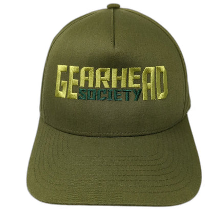 5 Panel Green One Size Gearhead Society Snapback Logo Car Culture Embroidery Hat