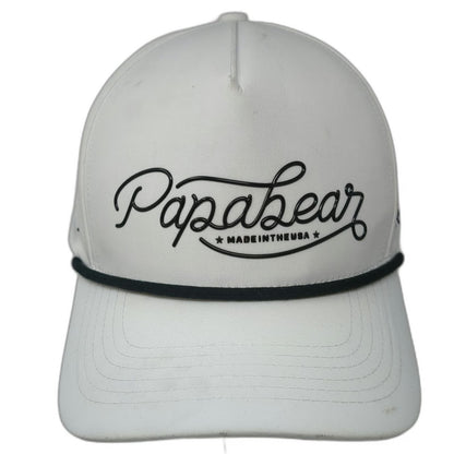 Papa Bear Trucker Hat White One Size Rope Perforated Snapback Made In USA Logo