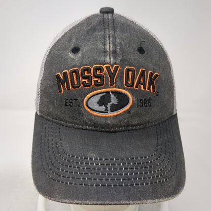 Mossy Oak Trucker Hat Gray One Size Snapback Mesh Embroidered Logo 1986 Branch