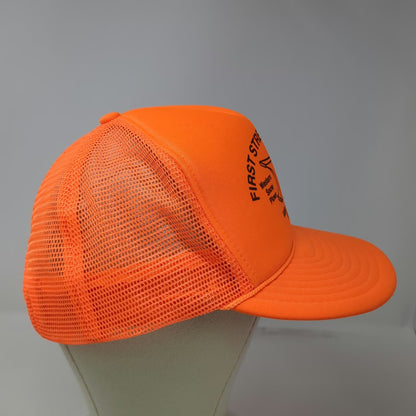 Otto Trucker Hat Orange One Size First Street Welding Anvil Mesh Snapback