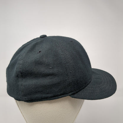 New Era Fitted Hat Black 6 7/8 Solid Blank 6 Panel Vent Holes Outdoor