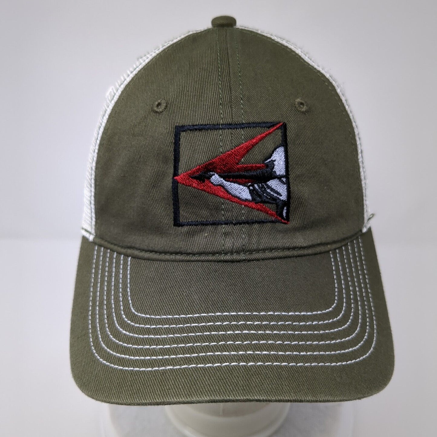 District Strapback Mesh Back Trucker Hat Green OSFA Embroidered