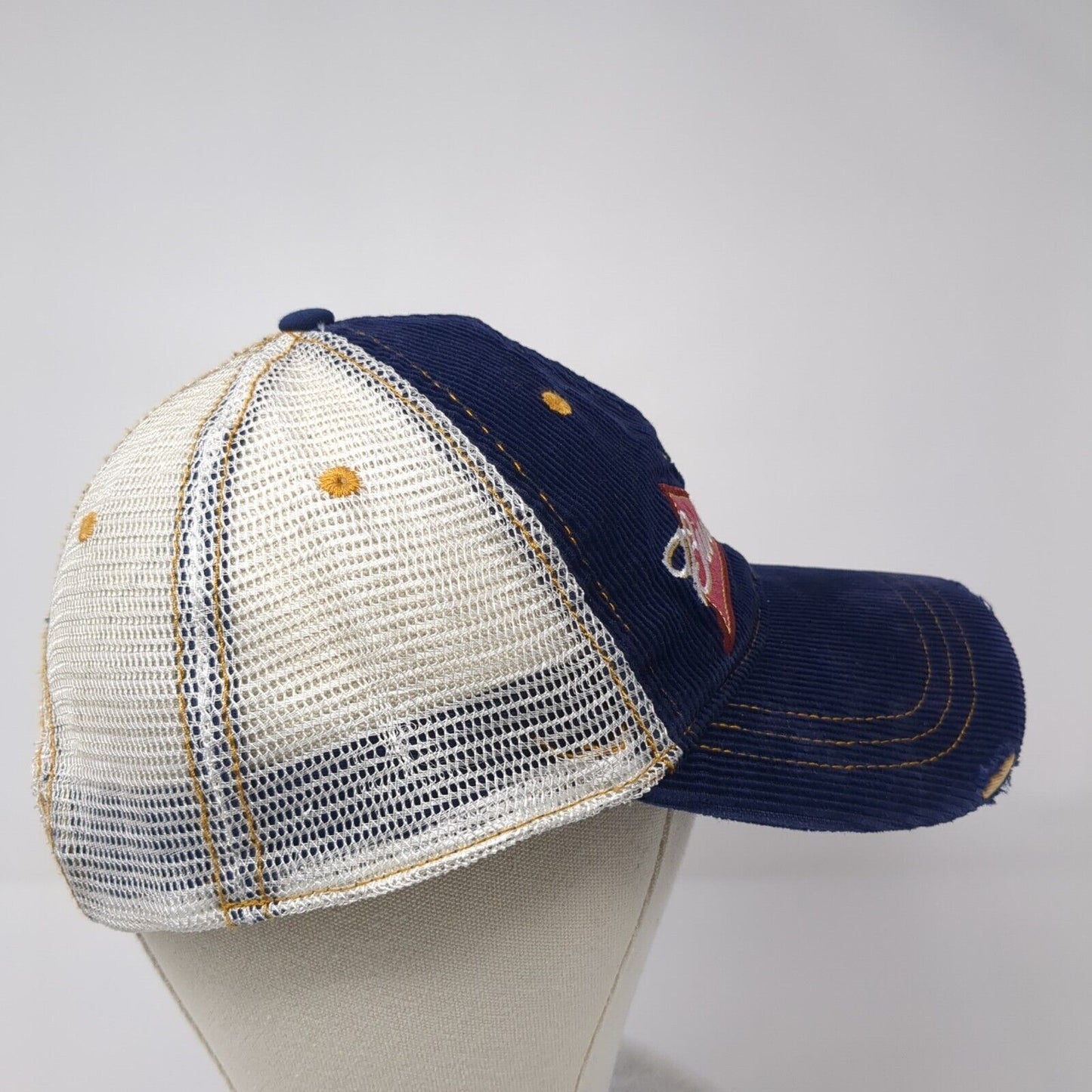 Budweiser Snapback Trucker Hat Blue One Size Adjustable Mesh Back Distressed