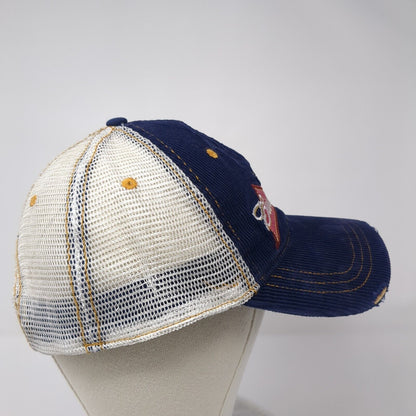 Budweiser Snapback Trucker Hat Blue One Size Adjustable Mesh Back Distressed