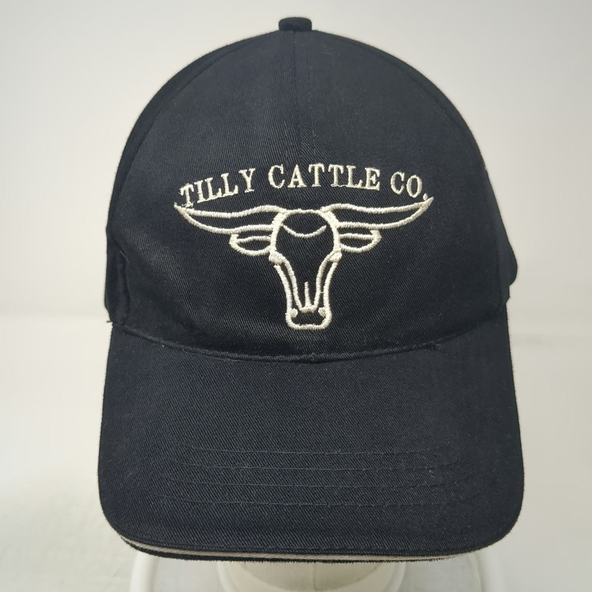 HeadShot Baseball Cap Black One Size Tilly Cattle Co Longhorn Hat Slideback