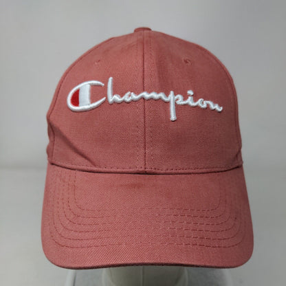 Champion Spell Out Slideback Hat Red OSFM Embroidered Leather Strap
