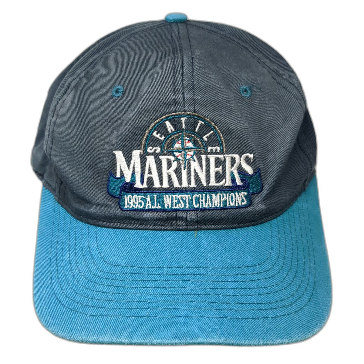 Seattle Mariners MLB Snapback Hat Blue OSFM 1995 AL West Champions Signatures