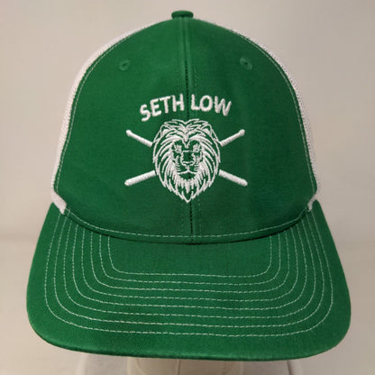 Seth Low Lion Snapback Mesh Back Trucker Hat Green One Size Embroidered