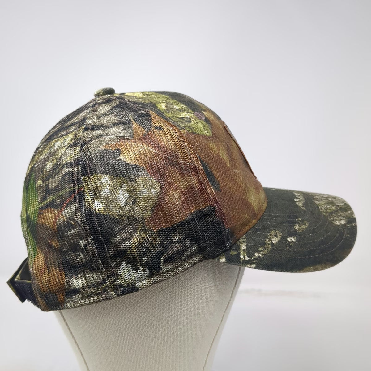R+L Carriers Baseball Cap Green Camo One Size Mesh Back Leather Patch Hat