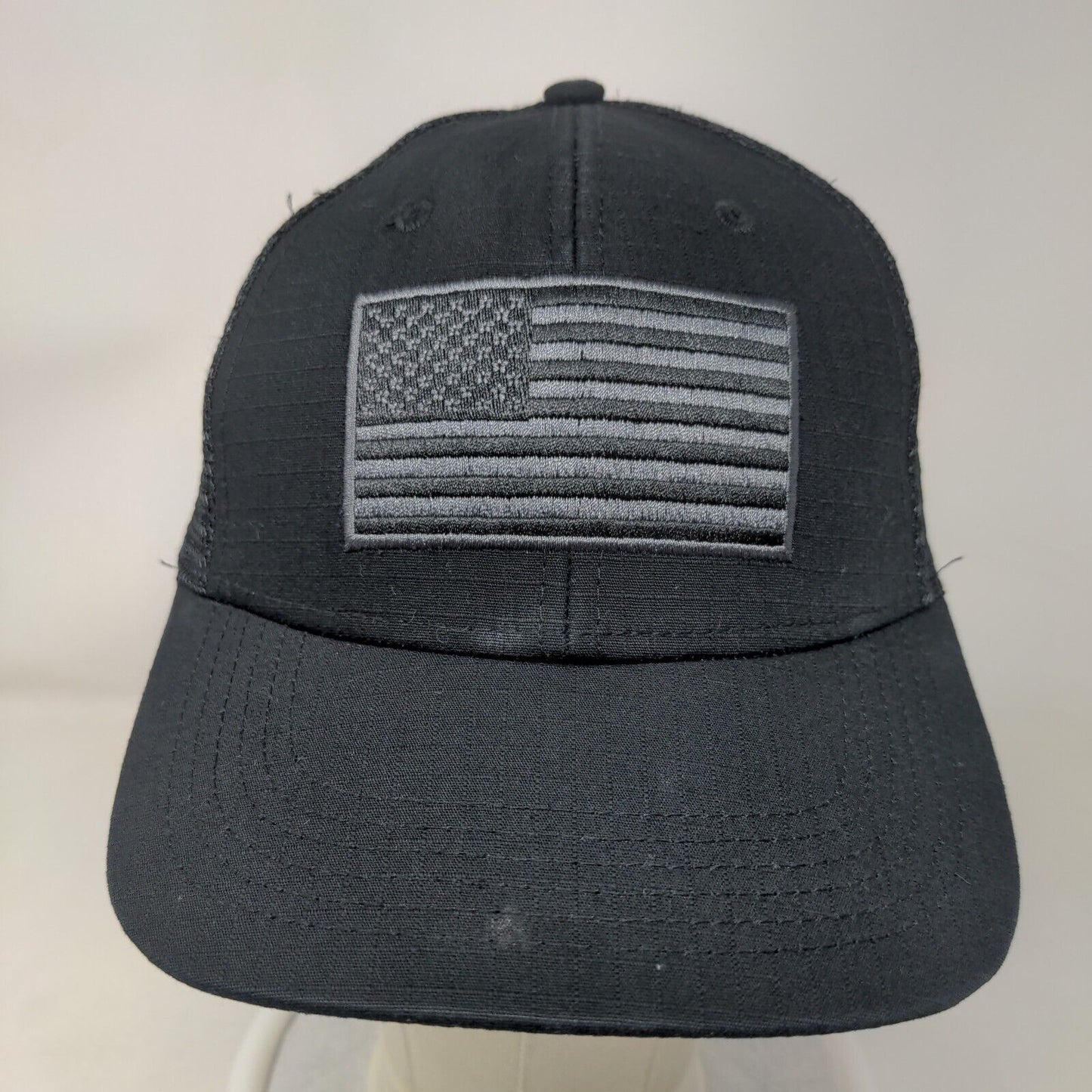 American Flag Snapback Trucker Hat Blue One Size Embroidered Mesh Back Patriotic