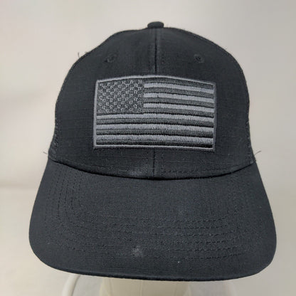 American Flag Snapback Trucker Hat Blue One Size Embroidered Mesh Back Patriotic