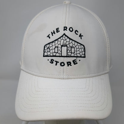 The Rock Store White Trucker Hat One Size Perforated Performance Snapback Hat