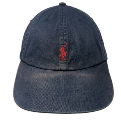 Polo Ralph Lauren Baseball Cap Blue OS Leather Strapback Big & Tall Hat Vintage