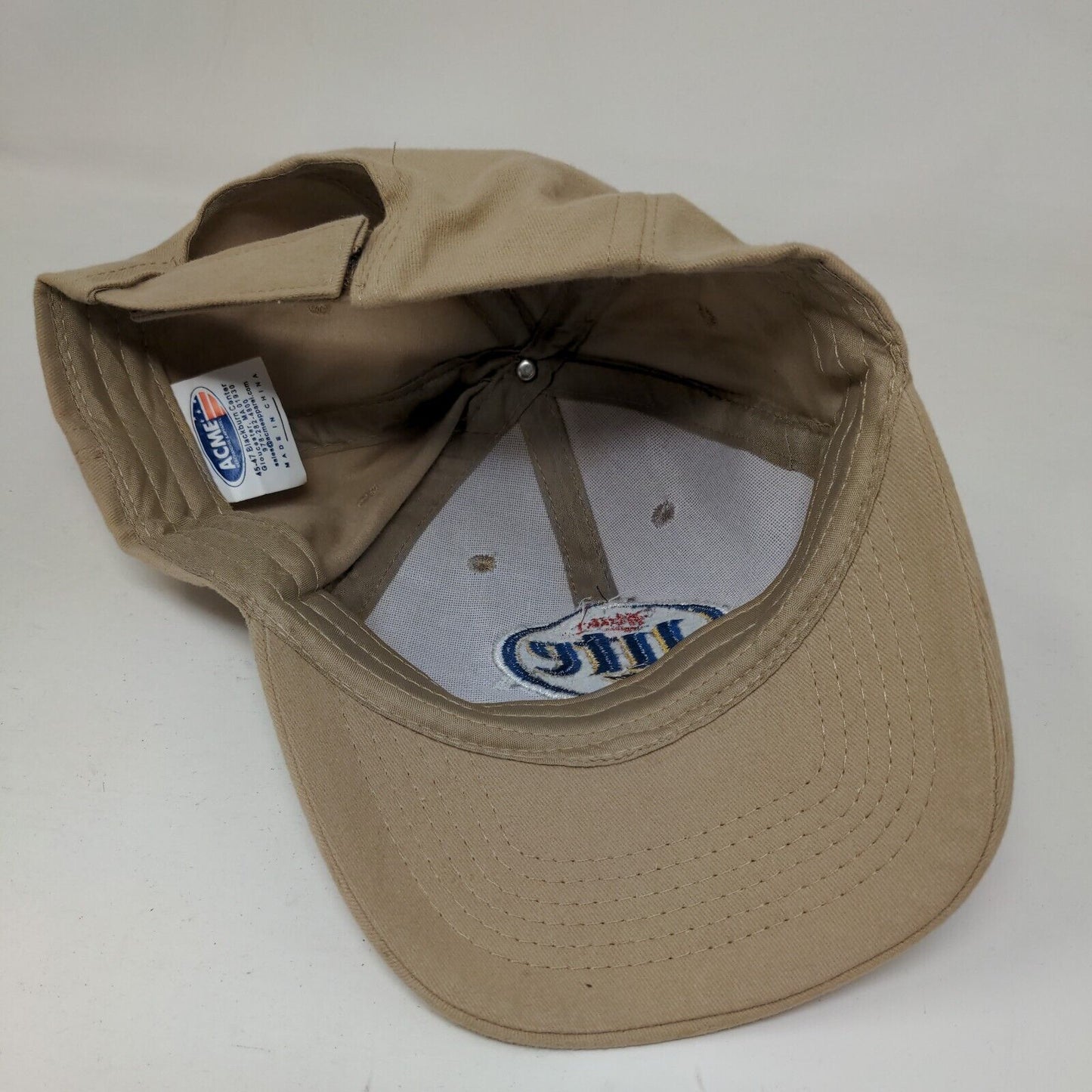 Miller Lite Strapback Hat Tan One Size Adjustable Embroidered 6 Panel ACME
