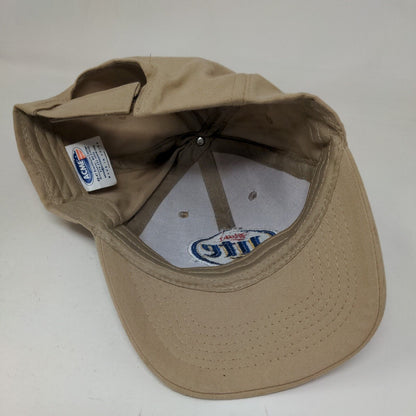 Miller Lite Strapback Hat Tan One Size Adjustable Embroidered 6 Panel ACME