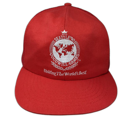 Seattle 90 Goodwill Games Red Trucker Hat Snapback Uniting Worlds Best Vintage