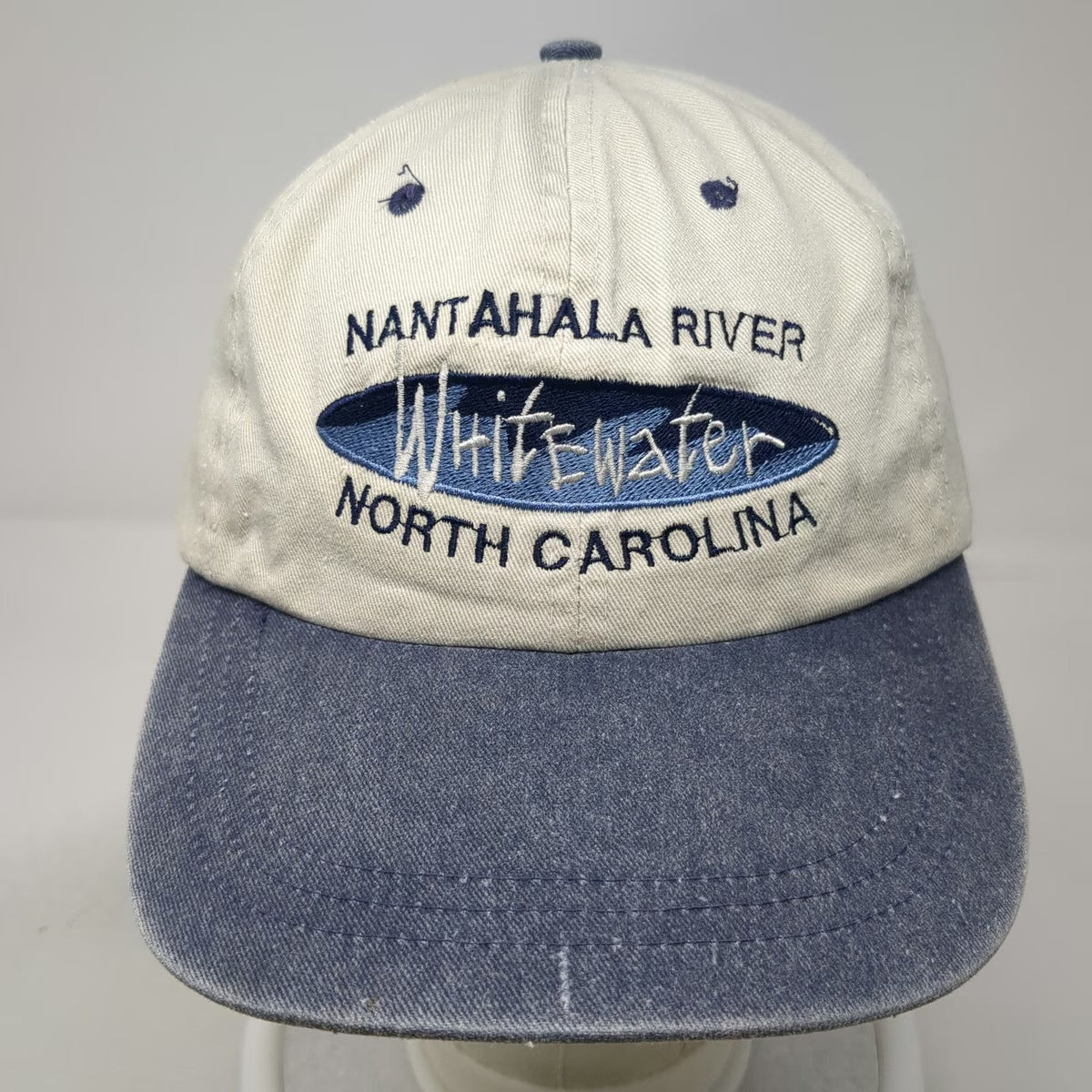 SCI Baseball Cap Beige Blue One Size Nantahala River Whitewater NC Souvenir Hat