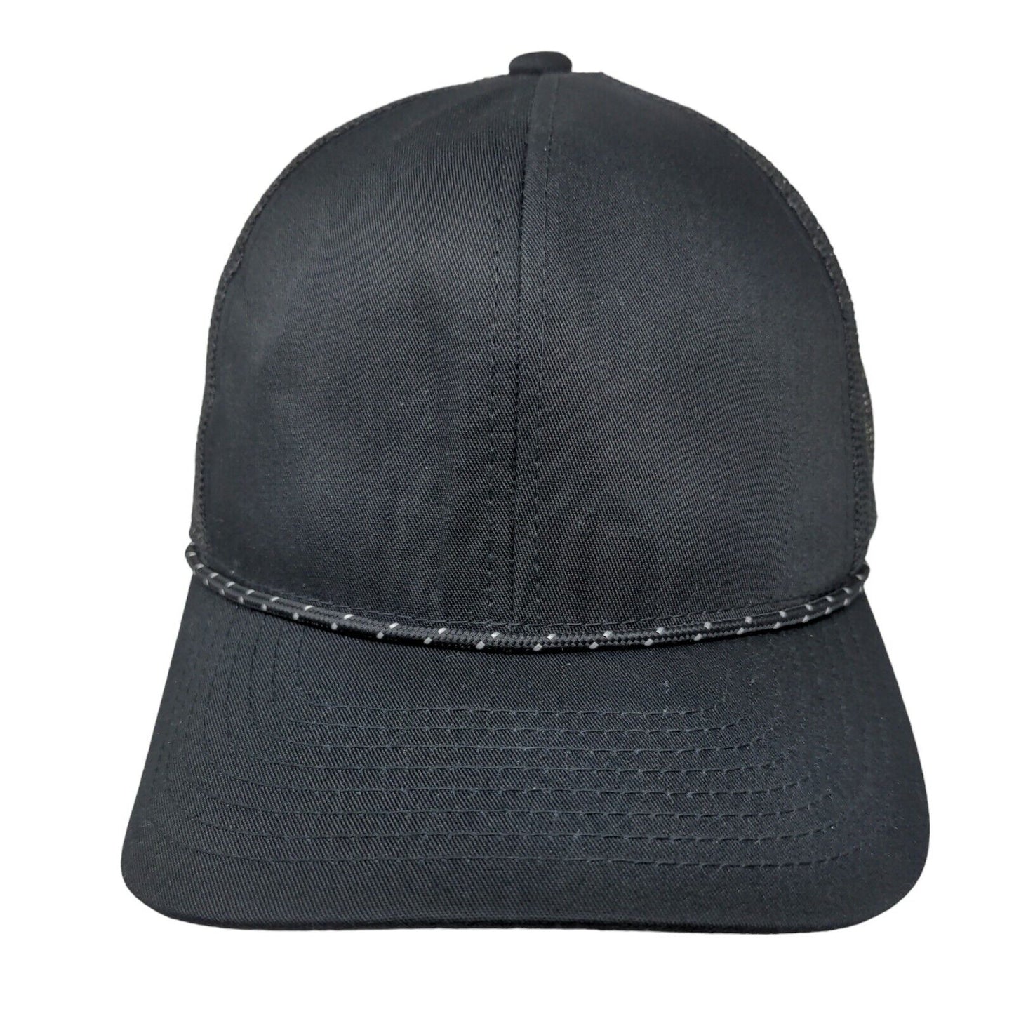 Pacific Headwear Snapback Trucker Hat Black One Size Mesh Back Blank Rope