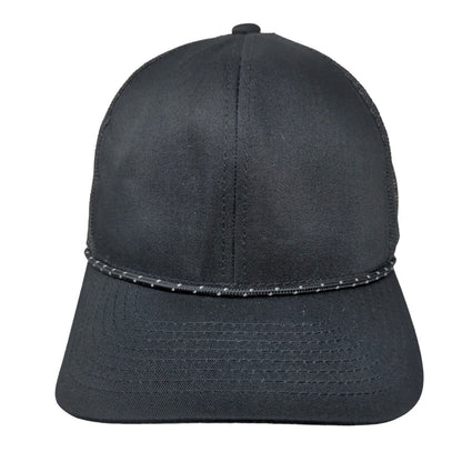 Pacific Headwear Snapback Trucker Hat Black One Size Mesh Back Blank Rope