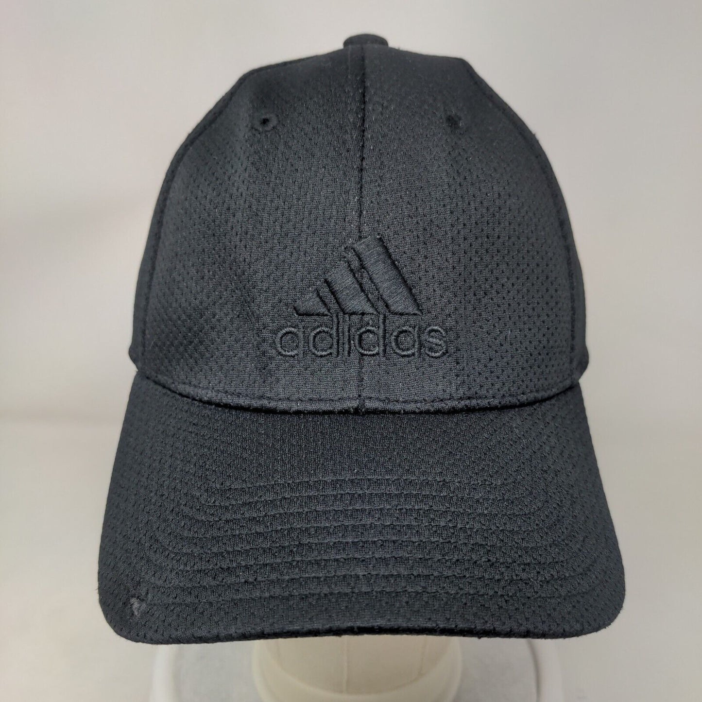 Adidas Climalite Fitted Hat Black L/XL Embroidered 3 Stripes 6 Panel