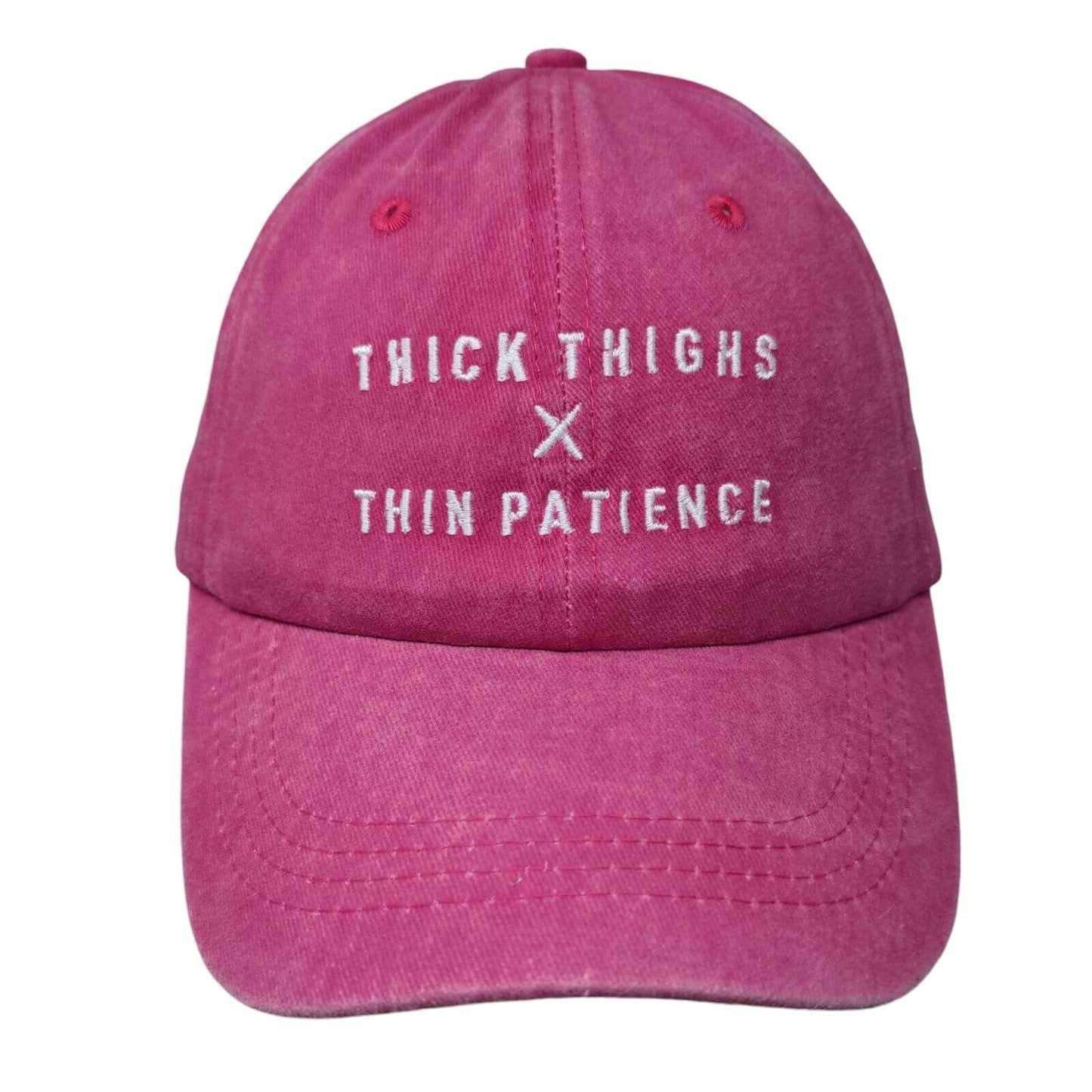 Thick Thighs x Thin Patience Slideback Hat Pink One Size Adjustable Embroidered