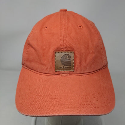 Carhartt Strapback Hat Orange OSFA Adjustable Patch Logo 6 Panel Cotton