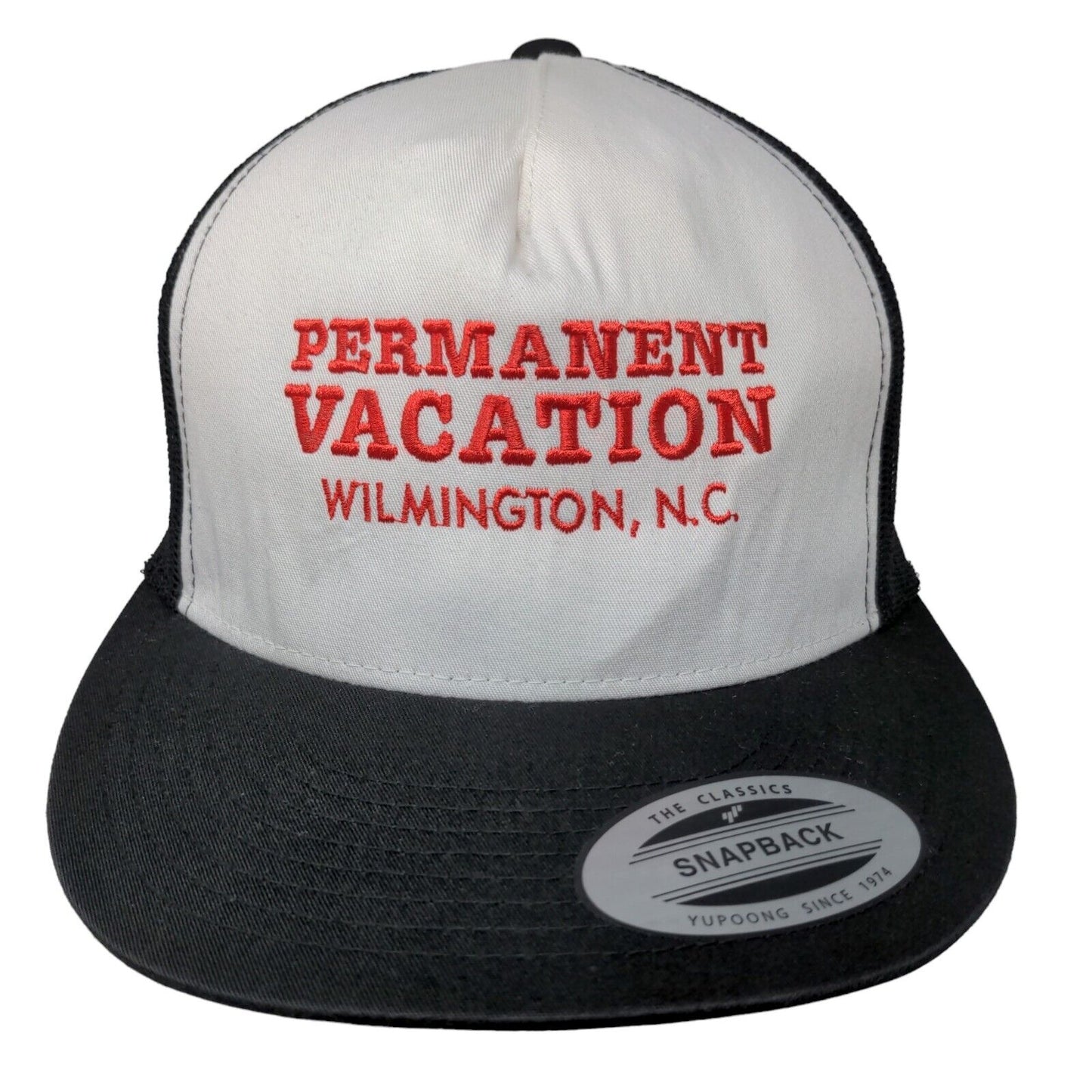 Permanent Vacation Wilmington NC Snapback Trucker Hat Black One Size Yupoong