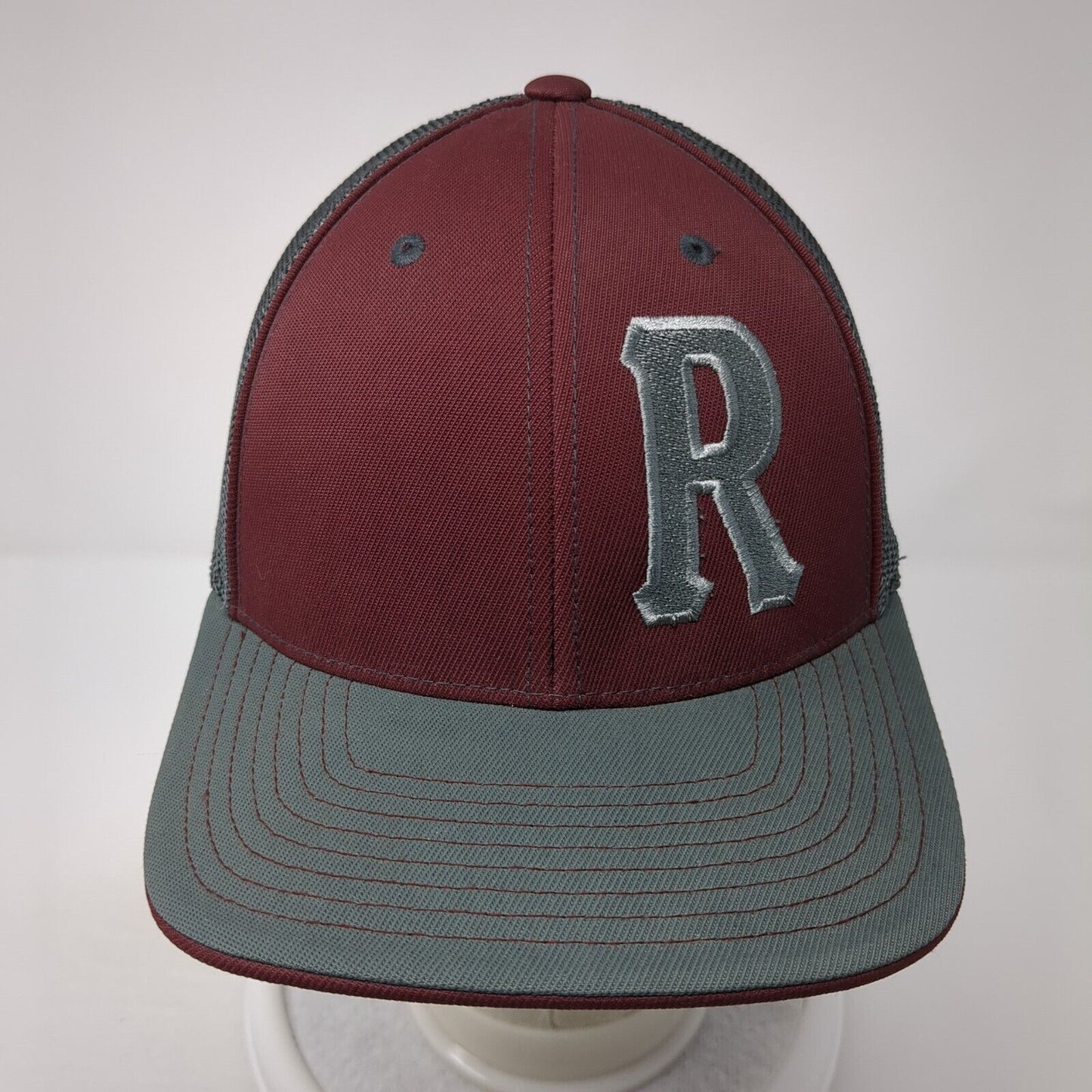 R Fitted Trucker Hat Multicolor 7 3/8 Flexfit Mesh Back 6 Panel Pacific Headwear