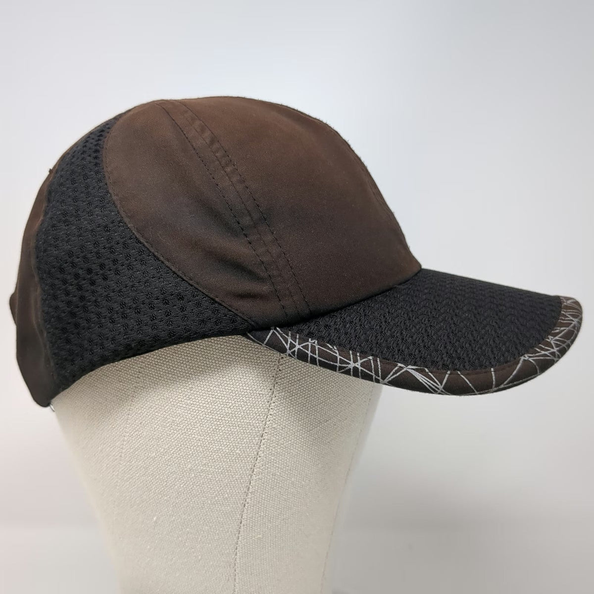Champion Baseball Cap Brown One Size Black Mesh Strapback Scribble Pattern Hat