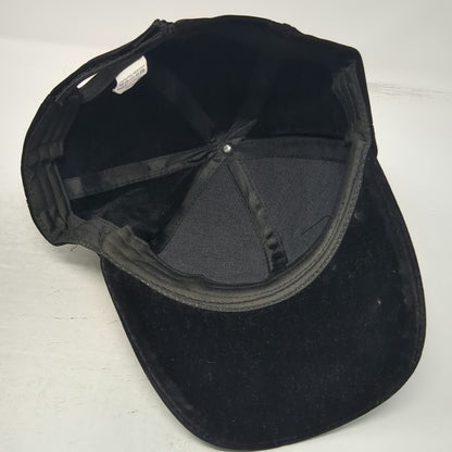 Black Baseball Cap 58CM Faux Suede Textured Adjustable Strapback Solid Hat
