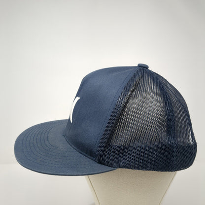 Hurley Logo Snapback Mesh Back Trucker Hat Blue One Size Adjustable