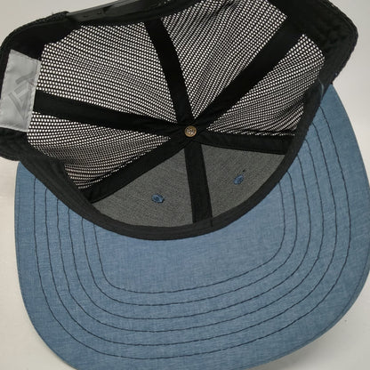 G54 Trucker Hat Blue One Size California Palm Tree Sun Waves Patch Mesh Snapback