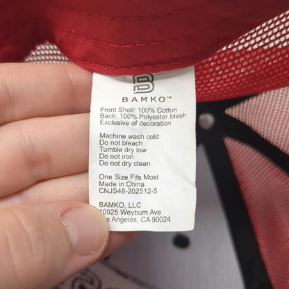 BAMKO Costco Wholesale Trucker Hat Black Red One Size Mesh Snapback Patch