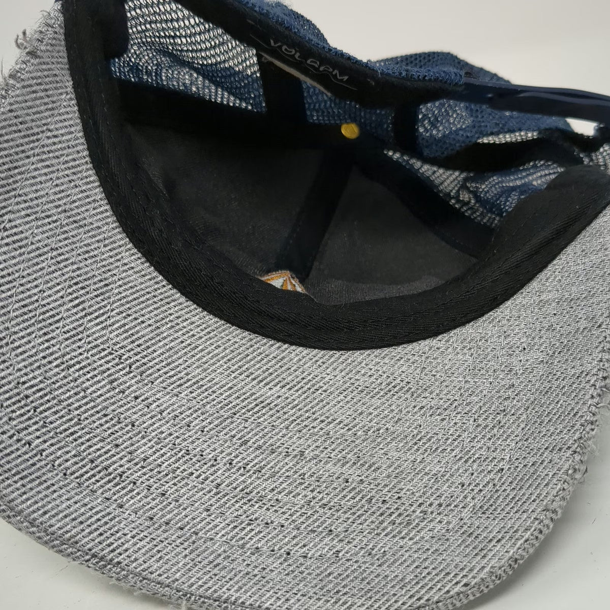 Volcom Trucker Hat Blue Gray One Size Snapback Mesh Distressed Stone Surf Hat
