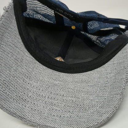 Volcom Trucker Hat Blue Gray One Size Snapback Mesh Distressed Stone Surf Hat